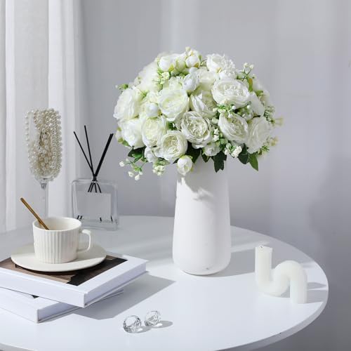 Geosar 8 Bundles Artificial Peonies Flowers,White - Image 4