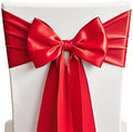 50 Pack Red Chair Sashes Bows Satin Wedding Chair Ribbons 7x108 Inches by SINSSOWL