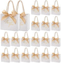 100Pcs Small Thank You Gift Bags With Handles White Gold Gift Bags Bulk by Motroce