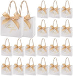 100Pcs Small Thank You Gift Bags With Handles White Gold Gift Bags Bulk by Motroce
