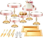 12 Pieces Gold Cake Stand Set, Vintage Cake Display Stand with Crystal Edge and Cupcake Display Tray, Dessert Table Display Set for Wedding Party Baby Shower Anniversary Celebration by LEIFEOSH