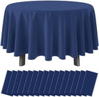 32 Pack Navy Blue Plastic Tablecloth for Round Tables, Premium Decorative Navy Blue Disposable Table Cloths for Parties, Navy Round Party Table Cover for Birthday Wedding Banquet Event, 84 Inch by RAGNHILD