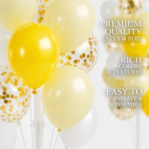 Hiins Pastel Yellow Balloons Tree Kit With Base,Pole for Party Decor - Image 5