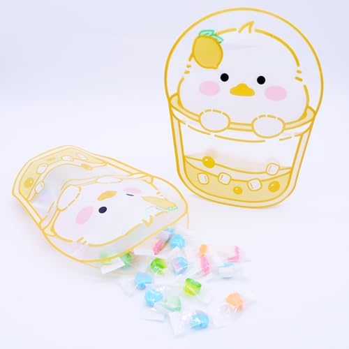 QQ Studio 50 Animal Boba Cup Design Goodie Bags Clear Window Plastic Resealable Zipper Seal Lock Packaging Food Storage Pouch Party Favor Birthday Bags with Top Handle - Image 5
