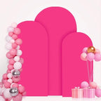 FANPROMS Spandex Arch Cover Set of 3 Hot Pink 4 5 6FT Fuchsia Arch Backdrop Cover Stretchy Arch Stand Cover Small Round Top Backdrop Cover Double Sided Arch Covers for Party Wedding Banquet - Image 4