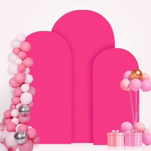 FANPROMS Arch Covers Set 6FT 6.6FT 7.2FT Hot Pink Wedding Arch Cover for Metal Arch Frame Spandex Fitted Arch Cover 2 Sides Arch Covers Stretchy Fabric Arch Stand Cover for Parties Wedding - Image 4