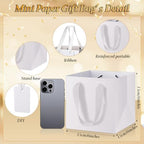 Windyun 50 Pcs Mini Paper Gift Bags with Handle 6 x 6 x 6'' Square Small Favor Bag with DIY Thank You Tag for Christmas Birthday Wedding Bridal Shower Bridesmaid Graduation Party (White) - Image 2