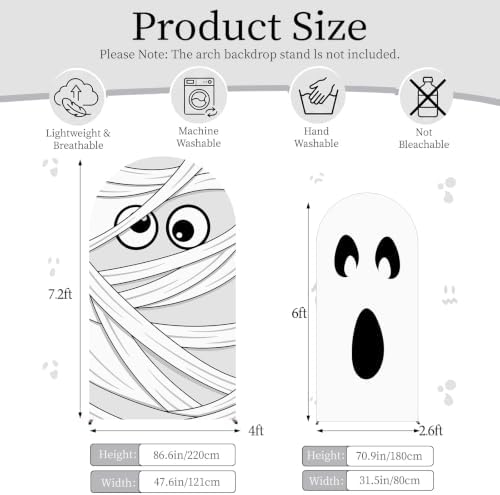 Moukeren Ghost Mummy Arch Backdrop Cover 6ft and 7.2ft - Image 3