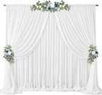 20ft x 10ft Cream White Backdrop Curtains, Wrinkle-Free Sheer Chiffon Fabric Photo Backdrop Drapes for Wedding Arch Party Ceremony Stage Photography Decorations by WishCare