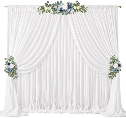 20ft x 10ft Cream White Backdrop Curtains, Wrinkle-Free Sheer Chiffon Fabric Photo Backdrop Drapes for Wedding Arch Party Ceremony Stage Photography Decorations by WishCare