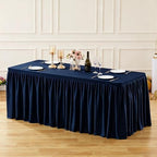 Wish Care Navy Blue Polyester Table Clothes for 8 Foot Rectangle Tables, Wrinkle Free Fitted Table Cover with Pleated Ruffle Table Skirt for Birthday Party Wedding Trade Show Event Display - Image 3