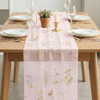 Artoid Mode 6PC Floral Light Pink Embroidery Table Runner 120 Inch 10FT - Image 3