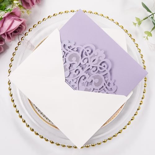 50pcs Purple Wedding Invitaion Blank Personalized Quinceanera Invitations - Image 6