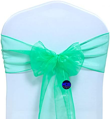 MDS Pack of 100 Organza Chair Sashes for Wedding & Event Décor – Mint - Image 2