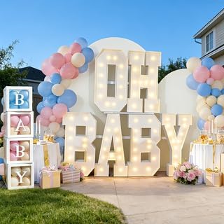 OH BABY Marquee Light-Up Letters, oh baby lettersg ender reveal decorations gender reveal decorations oh baby sign big letters (4FT) by Unknown