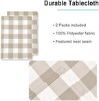 Hiasan Checkered Table Cloths, 2 Pack, 60 x 120 inch Khaki and White - Image 3