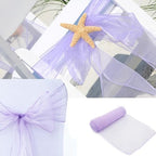 Organza Lilac Chair Sashes 50 Pack 7x108 inches Sheer Lavender Chairs Bows for Wedding Party Banquet Restaurant Anniversary Christmas Decorations Tulle Chairs Knots Ties - Light Purple - Image 4