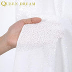 Sequin Tablecloth 90 x132 Inch White Rectangle Tablecloth Glitter Fabric - Image 3