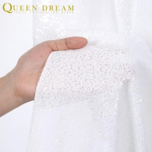 Sequin Tablecloth 90 x132 Inch White Rectangle Tablecloth Glitter Fabric - Image 3