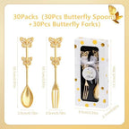 30 Pcs Wedding Forks and Spoon Set, Butterfly Coffee Teaspoon with Gift Box, Wedding Baby Shower Return Gift Tea Party Decoration Souvenir or Bridal Shower Favors for Guests - Image 2