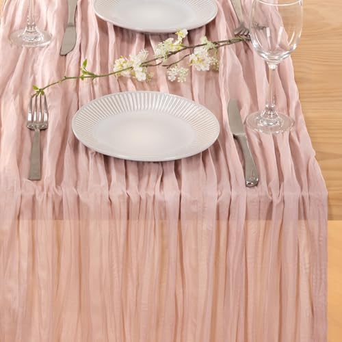 12 Pack Pink Table Runner 10ft Rustic Gauze Cheesecloth Table Decor - Image 2