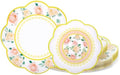 LIYH 24Pcs Gold And Pink Plastic Plates Floral Dinnerware Set For 12 Guests by LIYHLoveinyourheart