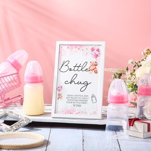 Roowest Bottle Chug Baby Shower Games Favors, Pink, Bear - Image 5