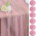 Pearl Table Runner Tulle Gauze Sheer Wedding Party Home Decor by JALANCY