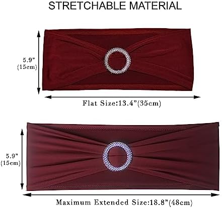 50pcs Stretch Spandex Chair Sashes for Wedding Party Banquet Decoration Elastic Bulk Chair Cover(Burgundy Maroon) - Image 3