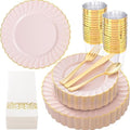 YOUBET 175PCS Pink Scalloped Plastic Plates for Party Wedding Baby Shower by YOUBET