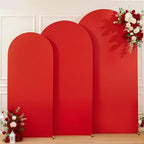 Red Arch Backdrop Cover 7.2ft 6.6ft 6ft Arch Cover Set of 3 Arch Covers Stretchy Backdrop for Wedding Party Baby Shower Birthday Photography Spandex Arch Stand Covers Backdrop Curtains Decor - Image 5