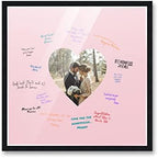 Poster Palooza 24x24 Black Autograph & Signature Picture Frame With Pink Heart Opening Photo Mat for 8x8 Pictures - With Pens, UV Acrylic & Foamboard Backing by PosterPalooza