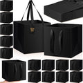 Windyun 25 Pcs Square Paper Gift Bags with Handle 10 x 10 x 10'' Large Favor Bag with DIY Thank You Tag for Wedding Christmas Bridal Shower Bridesmaid Birthday Party (Black) by Windyun