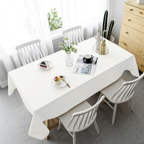 YMHPRIDE 6 Pack Tablecloth 60 x 102 inch Polyester, Ivory - Image 4