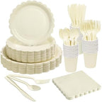 Goodluck Ivory Scalloped Disposable Tableware Set - 350PCS by GoodLuck