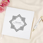 Andaz Press Personalized Wedding Guestbook with Gold Accents, Art Deco White Guest Sign in Guest Registry 120 Pages 8.5 X 8.5 Memories Book for DIY, Scrapbook, Photo Album - Image 2