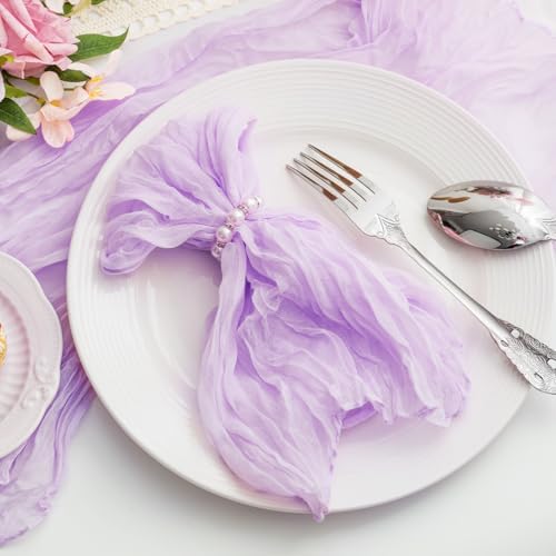 60 Pack Lilac Cloth Napkins 21x21 Inches Lilac Cheesecloth Napkins Set of 60 Washable Dinner Table Napkins for Wedding Bridal Baby Shower Rustic Boho Cotton Gauze Family Gathering Table Decor - Image 2