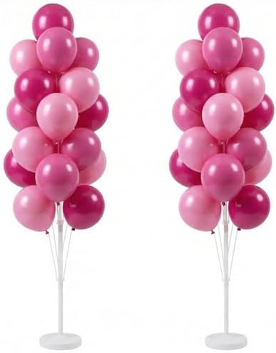 HIINS 2 Set Pink Balloon Tower Stand,5FT with Water Fillable Base for Party by HiinsPartyDecoration