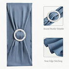 Pack of 50PCS Spandex Dusty Blue Chair Sashes Bows Elastic Chair Cover Bands Slider Buckles for Wedding Reception Banquet Bridal Decorations - Dusty Blue - Image 4