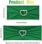 Emerald Green Chair Sashes 50 Pack Spandex Dark Green Sashes for Chairs Covers Universal Stretch Chair Sashes Band with Heart Buckle Slider for Wedding Banquet Party Decorations - Image 2