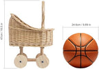 Vintage Woven Rattan Baby Carriage Basket – Handcrafted Wicker Stroller for Baby Shower, Flower Girl Basket, Baby Things, Rustic Home Decor, Photography Props, Floral Arrangements(Middle) - Image 3