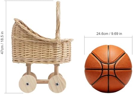 Vintage Woven Rattan Baby Carriage Basket – Handcrafted Wicker Stroller for Baby Shower, Flower Girl Basket, Baby Things, Rustic Home Decor, Photography Props, Floral Arrangements(Middle) - Image 3