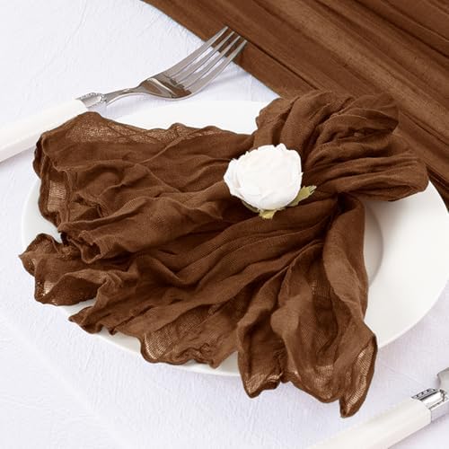 DeZerlor Brown Washable Cheesecloth Napkins Set of 50 for Wedding Party - Image 4