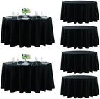 Fokitut 6 Pack Round Tablecloth, 120 Inch, Stain Resistant and Wrinkle Polyester Table Cloth, Fabric Table Cover for Kitchen Dining, Wedding, Party, Holiday Dinner-Black by Fokitut