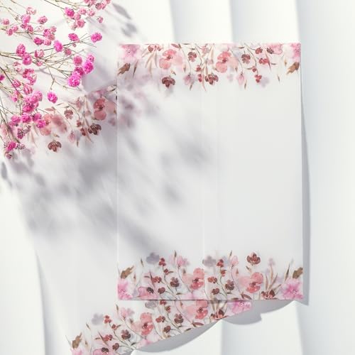 50 Pack Blush Pink Floral Vellum Jackets& Eucalyptus Wax Seal Stickers - Image 3