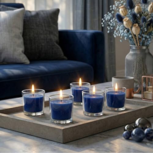 Set of 72 Richland Votive Candles Navy Blue Unscented and 72 Clear Glass Eastland Votive Holders - Image 5