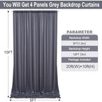 20ft×10ft Wrinkle Free Grey Backdrop Curtain for Parties, 4 Panels 5×10ft Soft Silky Polyester Charcoal Photo Backdrop Drapes for Wedding Birthday Baby Shower Photography Backgrounds - Image 3
