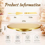Wenqik 20 Inch Metal Cake Stand with Cake Knife and Spatula, Round Dessert Table Display Stand Metal Dessert Tray Serving Platter for Party, Wedding, Birthday, Baby Shower, Anniversary(Gold) - Image 2