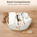 Baby Diaper Caddy Organizer - Giraffe Safari Nursery Storage Rope Basket - Image 4