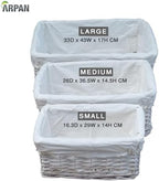 Arpan Small White Wicker Gift Hamper Storage Basket with White Cloth Lining - Image 4